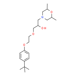 ChemSpider 2D Image | 1-(2,6-Dimethyl-4-morpholinyl)-3-{2-[4-(2-methyl-2-propanyl)phenoxy]ethoxy}-2-propanol | C21H35NO4