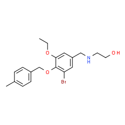 ChemSpider 2D Image | 2-({3-Bromo-5-ethoxy-4-[(4-methylbenzyl)oxy]benzyl}amino)ethanol | C19H24BrNO3