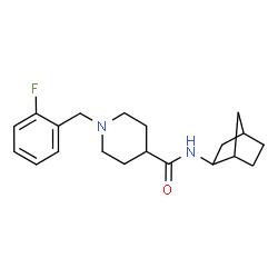 ChemSpider 2D Image | N-(Bicyclo[2.2.1]hept-2-yl)-1-(2-fluorobenzyl)-4-piperidinecarboxamide | C20H27FN2O