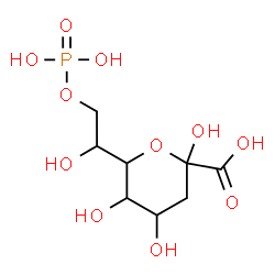 ChemSpider 2D Image | 3-Deoxy-6-[1-hydroxy-2-(phosphonooxy)ethyl]hex-2-ulopyranosonic acid | C8H15O11P