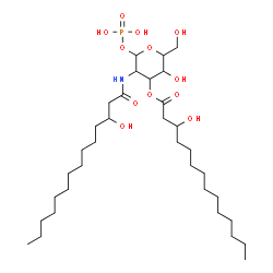 ChemSpider 2D Image | 2-Deoxy-3-O-(3-hydroxytetradecanoyl)-2-[(3-hydroxytetradecanoyl)amino]-1-O-phosphonohexopyranose | C34H66NO12P