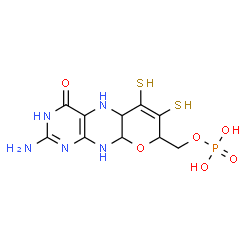 ChemSpider 2D Image | (2-Amino-4-oxo-6,7-disulfanyl-1,5,5a,8,9a,10-hexahydro-4H-pyrano[3,2-g]pteridin-8-yl)methyl dihydrogen phosphate | C10H14N5O6PS2