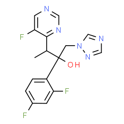 ChemSpider 2D Image | 2-(2,4-Difluorophenyl)-3-(5-fluoro-4-pyrimidinyl)-1-(1H-1,2,4-triazol-1-yl)-2-butanol | C16H14F3N5O
