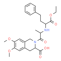 ChemSpider 2D Image | 2-[N-(1-Ethoxy-1-oxo-4-phenyl-2-butanyl)alanyl]-6,7-dimethoxy-1,2,3,4-tetrahydro-3-isoquinolinecarboxylic acid | C27H34N2O7