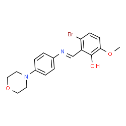 ChemSpider 2D Image | 3-Bromo-6-methoxy-2-[(E)-{[4-(4-morpholinyl)phenyl]imino}methyl]phenol | C18H19BrN2O3
