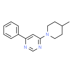 ChemSpider 2D Image | 4-(4-Methyl-1-piperidinyl)-6-phenylpyrimidine | C16H19N3