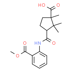 ChemSpider 2D Image | 3-{[2-(Methoxycarbonyl)phenyl]carbamoyl}-1,2,2-trimethylcyclopentanecarboxylic acid | C18H23NO5