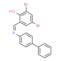 ChemSpider 2D Image | 2-[(Z)-(4-Biphenylylimino)methyl]-4,6-dibromophenol | C19H13Br2NO