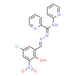 ChemSpider 2D Image | N'-[(E)-(5-Chloro-2-hydroxy-3-nitrophenyl)methylene]-N-(2-pyridinyl)-2-pyridinecarbohydrazonamide | C18H13ClN6O3