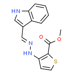ChemSpider 2D Image | Methyl 3-[(2E)-2-(1H-indol-3-ylmethylene)hydrazino]-2-thiophenecarboxylate | C15H13N3O2S