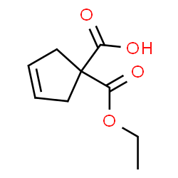 ChemSpider 2D Image | 1-(Ethoxycarbonyl)-3-cyclopentene-1-carboxylic acid | C9H12O4