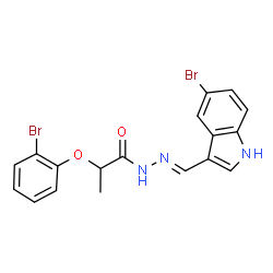 ChemSpider 2D Image | N'-[(E)-(5-Bromo-1H-indol-3-yl)methylene]-2-(2-bromophenoxy)propanehydrazide | C18H15Br2N3O2