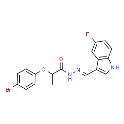 ChemSpider 2D Image | N'-[(E)-(5-Bromo-1H-indol-3-yl)methylene]-2-(4-bromophenoxy)propanehydrazide | C18H15Br2N3O2