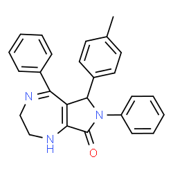 ChemSpider 2D Image | 6-(4-Methylphenyl)-5,7-diphenyl-2,3,6,7-tetrahydropyrrolo[3,4-e][1,4]diazepin-8(1H)-one | C26H23N3O