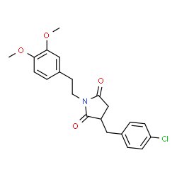 ChemSpider 2D Image | 3-(4-Chlorobenzyl)-1-[2-(3,4-dimethoxyphenyl)ethyl]-2,5-pyrrolidinedione | C21H22ClNO4