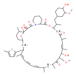 ChemSpider 2D Image | (16Z,24Z,26Z,28Z)-1,18-Dihydroxy-12-[1-(4-hydroxy-3-methoxycyclohexyl)-2-propanyl]-19-methoxy-15,17,21,23,29,35-hexamethyl-30-(5-methyl-2-thienyl)-11,36-dioxa-4-azatricyclo[30.3.1.0~4,9~]hexatriaconta
-16,24,26,28-tetraene-2,3,10,14,20-pentone | C55H81NO12S