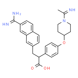 ChemSpider 2D Image | (+)-2-[4-[(-1-ACETIMIDOYL-4-PIPERIDINYL)OXY]-3-(7-AMIDINO-2-NAPHTHYL)PROPIONIC ACID | C27H30N4O3