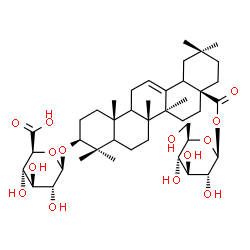 ChemSpider 2D Image | 1-O-[(3beta,5xi,9xi,18xi)-3-(beta-D-Glucopyranuronosyloxy)-28-oxoolean-12-en-28-yl]-beta-D-glucopyranose | C42H66O14