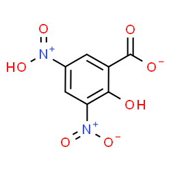 ChemSpider 2D Image | 2-Hydroxy-5-[hydroxy(oxo)ammonio]-3-nitrobenzoate | C7H4N2O7