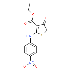 ChemSpider 2D Image | Ethyl 2-[(4-nitrophenyl)amino]-4-oxo-4,5-dihydro-3-thiophenecarboxylate | C13H12N2O5S