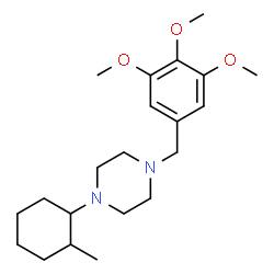 ChemSpider 2D Image | 1-(2-Methylcyclohexyl)-4-(3,4,5-trimethoxybenzyl)piperazine | C21H34N2O3