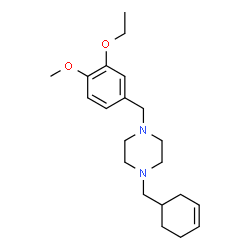 ChemSpider 2D Image | 1-Cyclohex-3-enylmethyl-4-(3-ethoxy-4-methoxy-benzyl)-piperazine | C21H32N2O2