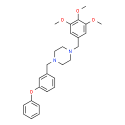 ChemSpider 2D Image | 1-(3-Phenoxybenzyl)-4-(3,4,5-trimethoxybenzyl)piperazine | C27H32N2O4