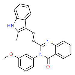 ChemSpider 2D Image | 3-(3-Methoxyphenyl)-2-[2-(2-methyl-1H-indol-3-yl)vinyl]-4(3H)-quinazolinone | C26H21N3O2
