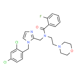 ChemSpider 2D Image | N-{[1-(2,4-Dichlorobenzyl)-1H-imidazol-2-yl]methyl}-2-fluoro-N-[2-(4-morpholinyl)ethyl]benzamide | C24H25Cl2FN4O2