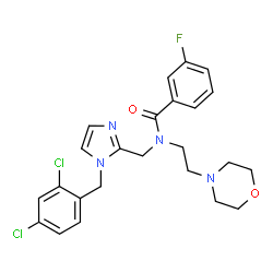 ChemSpider 2D Image | N-{[1-(2,4-Dichlorobenzyl)-1H-imidazol-2-yl]methyl}-3-fluoro-N-[2-(4-morpholinyl)ethyl]benzamide | C24H25Cl2FN4O2