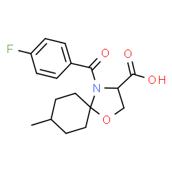ChemSpider 2D Image | 4-(4-Fluorobenzoyl)-8-methyl-1-oxa-4-azaspiro[4.5]decane-3-carboxylic acid | C17H20FNO4