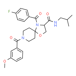 ChemSpider 2D Image | 4-(4-Fluorobenzoyl)-N-isobutyl-8-(3-methoxybenzoyl)-1-oxa-4,8-diazaspiro[4.5]decane-3-carboxamide | C27H32FN3O5