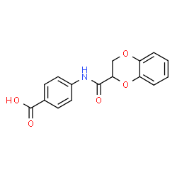 ChemSpider 2D Image | 4-(2,3-dihydro-1,4-benzodioxine-2-amido)benzoic acid | C16H13NO5