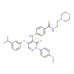 ChemSpider 2D Image | 4-{[5-(3-Isopropylphenoxy)-2-(4-methoxyphenyl)-3-oxo-2,3-dihydro-4-pyridazinyl]amino}-N-[2-(4-morpholinyl)ethyl]benzamide | C33H37N5O5
