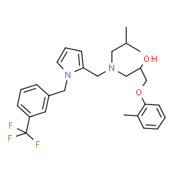ChemSpider 2D Image | 1-[Isobutyl({1-[3-(trifluoromethyl)benzyl]-1H-pyrrol-2-yl}methyl)amino]-3-(2-methylphenoxy)-2-propanol | C27H33F3N2O2