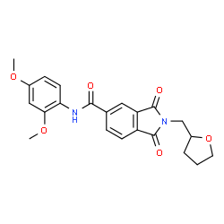 ChemSpider 2D Image | N-(2,4-Dimethoxyphenyl)-1,3-dioxo-2-(tetrahydro-2-furanylmethyl)-5-isoindolinecarboxamide | C22H22N2O6