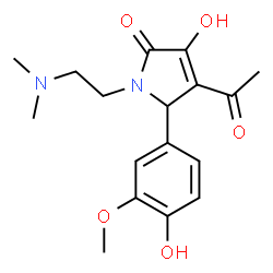 ChemSpider 2D Image | 4-Acetyl-1-(2-dimethylamino-ethyl)-3-hydroxy-5-(4-hydroxy-3-methoxy-phenyl)-1,5-dihydro-pyrrol-2-one | C17H22N2O5