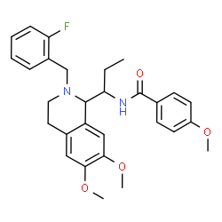 ChemSpider 2D Image | N-{1-[2-(2-Fluorobenzyl)-6,7-dimethoxy-1,2,3,4-tetrahydro-1-isoquinolinyl]propyl}-4-methoxybenzamide | C29H33FN2O4
