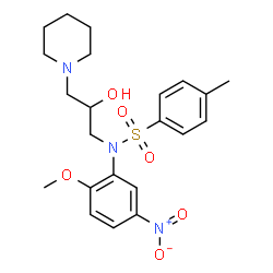ChemSpider 2D Image | N-[2-Hydroxy-3-(1-piperidinyl)propyl]-N-(2-methoxy-5-nitrophenyl)-4-methylbenzenesulfonamide | C22H29N3O6S