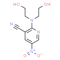 ChemSpider 2D Image | 2-[Bis(2-hydroxyethyl)amino]-5-nitronicotinonitrile | C10H12N4O4