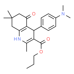 ChemSpider 2D Image | Propyl 4-[4-(dimethylamino)phenyl]-2,7,7-trimethyl-5-oxo-1,4,5,6,7,8-hexahydro-3-quinolinecarboxylate | C24H32N2O3