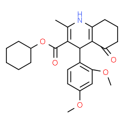 ChemSpider 2D Image | Cyclohexyl 4-(2,4-dimethoxyphenyl)-2-methyl-5-oxo-1,4,5,6,7,8-hexahydro-3-quinolinecarboxylate | C25H31NO5
