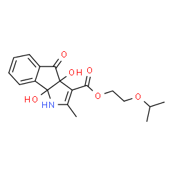 ChemSpider 2D Image | 2-Isopropoxyethyl 3a,8b-dihydroxy-2-methyl-4-oxo-1,3a,4,8b-tetrahydroindeno[1,2-b]pyrrole-3-carboxylate | C18H21NO6
