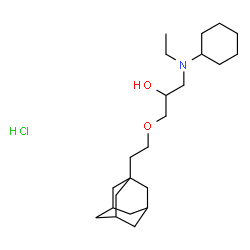 ChemSpider 2D Image | 1-[2-(Adamantan-1-yl)ethoxy]-3-[cyclohexyl(ethyl)amino]-2-propanol hydrochloride (1:1) | C23H42ClNO2