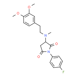 ChemSpider 2D Image | 3-{[2-(3,4-Dimethoxyphenyl)ethyl](methyl)amino}-1-(4-fluorophenyl)-2,5-pyrrolidinedione | C21H23FN2O4