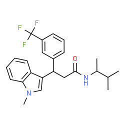 ChemSpider 2D Image | N-(3-Methyl-2-butanyl)-3-(1-methyl-1H-indol-3-yl)-3-[3-(trifluoromethyl)phenyl]propanamide | C24H27F3N2O