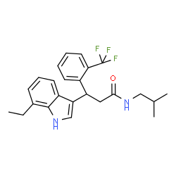 ChemSpider 2D Image | 3-(7-Ethyl-1H-indol-3-yl)-N-isobutyl-3-[2-(trifluoromethyl)phenyl]propanamide | C24H27F3N2O