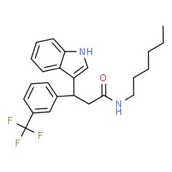 ChemSpider 2D Image | N-Hexyl-3-(1H-indol-3-yl)-3-[3-(trifluoromethyl)phenyl]propanamide | C24H27F3N2O