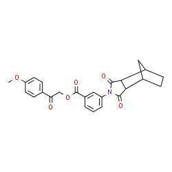 ChemSpider 2D Image | 2-(4-Methoxyphenyl)-2-oxoethyl 3-(3,5-dioxo-4-azatricyclo[5.2.1.0~2,6~]dec-4-yl)benzoate | C25H23NO6
