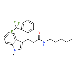 ChemSpider 2D Image | 3-(1-Methyl-1H-indol-3-yl)-N-pentyl-3-[2-(trifluoromethyl)phenyl]propanamide | C24H27F3N2O